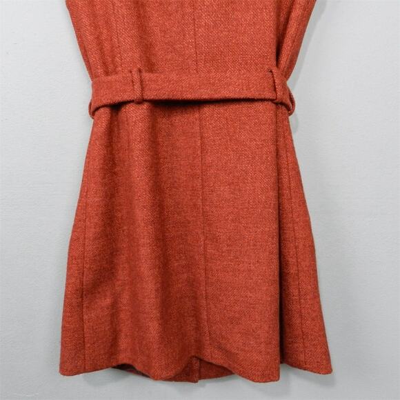 Anthropologie Tabitha Blustery Days Vest Size 6 Rust Orange Tweed Belted Jacket - Picture 9 of 15